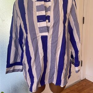 J. Crew Blue and White Striped Tunic Top